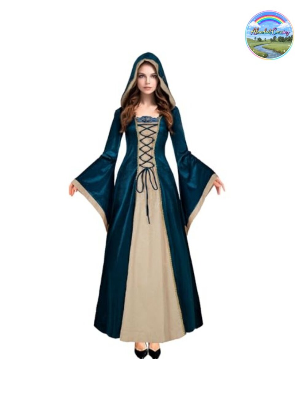 Velvet Hooded Renaissance Queen Dress Halloween Costume